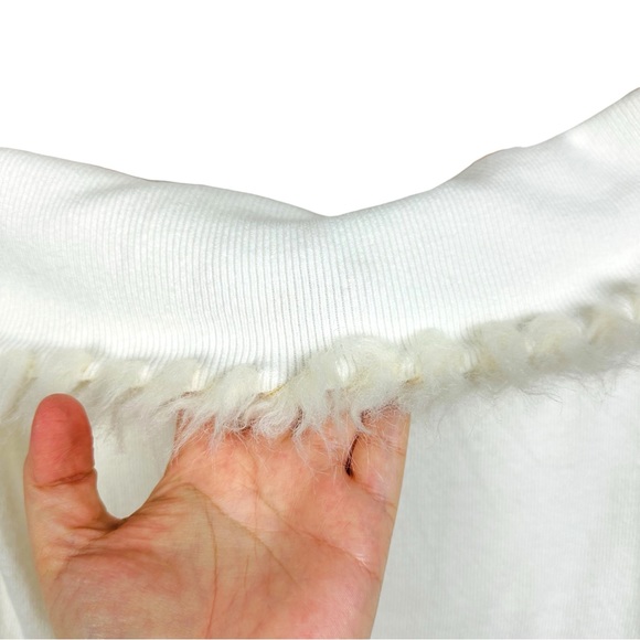 Lilly Pulitzer Alira Cashmere Blend Faux Fur Trim Knit Pullover Sweater White - Picture 7 of 10